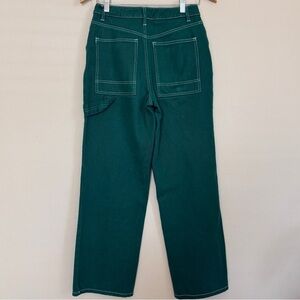 Tilly’s RSQ High Rise Wide Leg Carpenter Painter Jeans Kelly Green Spring